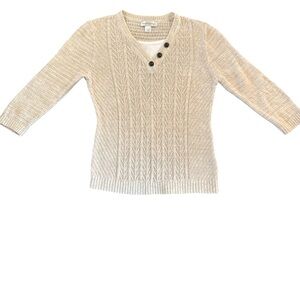 Christopher‎ & Banks Cream V-Neck Sweater with Button Accents